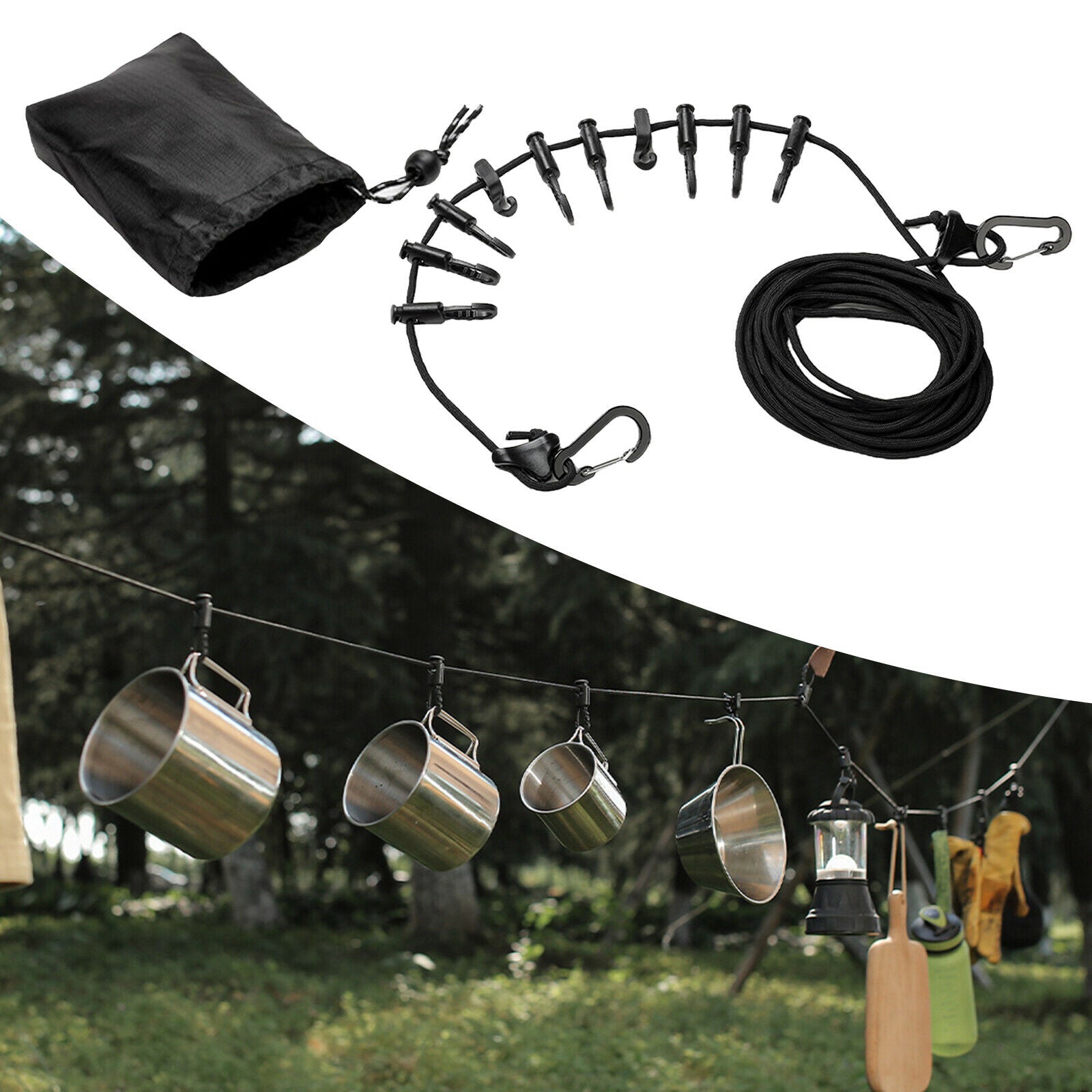 16.4 Ft Camping Lanyard Hanger Campsite Storage Strap Rope Belt Outdoor