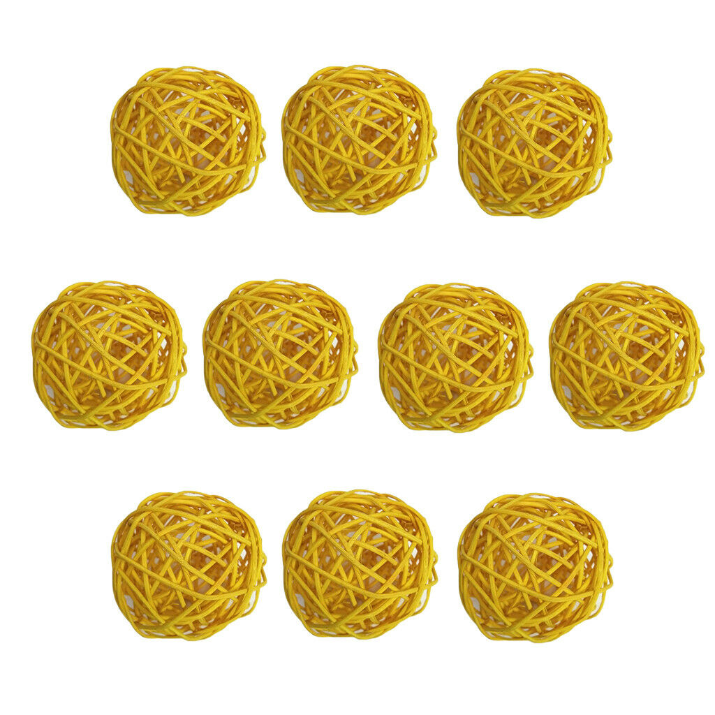 10pcs 5cm Rattan Wicker Balls Christmas Wedding Table Florist Decor Yellow