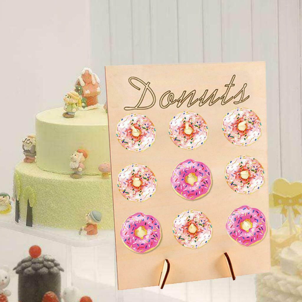 1Set Wooden Donut Display Wall Pack Birthday Wedding Party Sweet Treat Stand