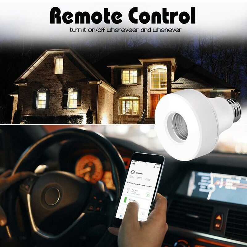 2 Pack Wifi Smart Bulb Socket Compatible with E26 E27, WiFi Light Bulb Base AdC4