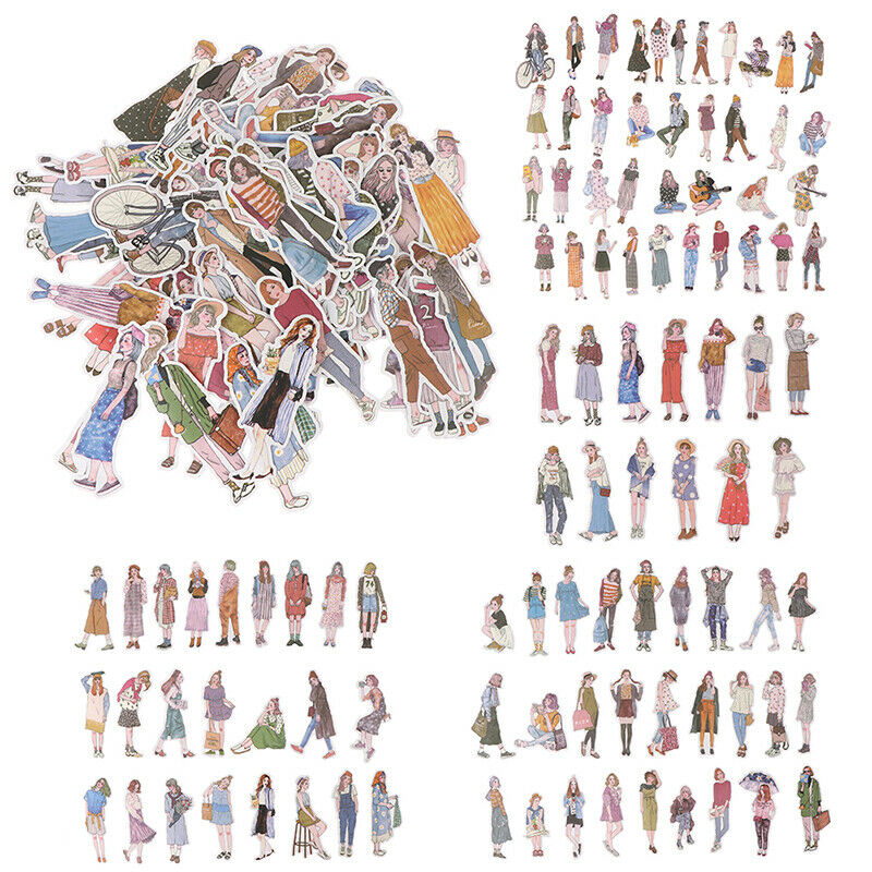 100pcs/pack lovely girls Stickers scrapbooking hand book fashion girl stickeDD