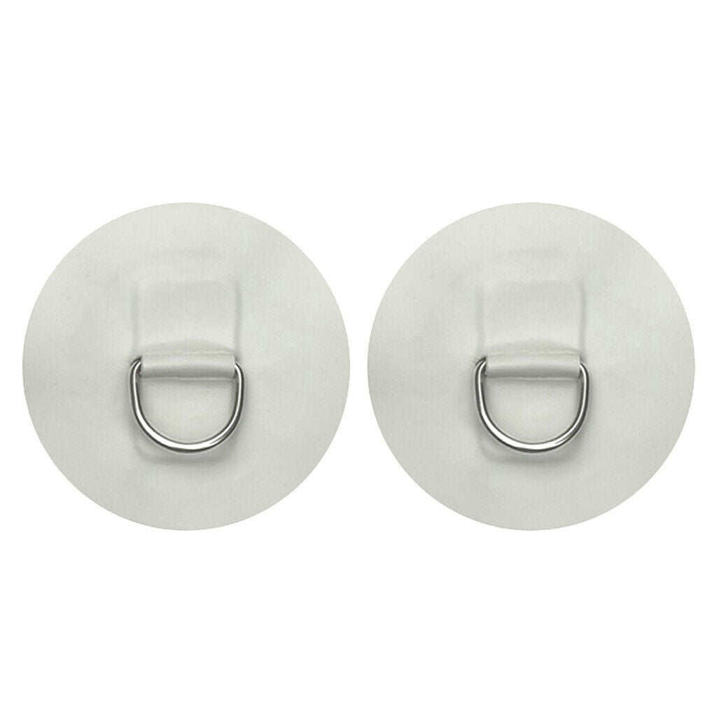 2pcs 4" Stainless Steel Boat Raft Dinghy Surfboard D-Ring PVC Patch Pad