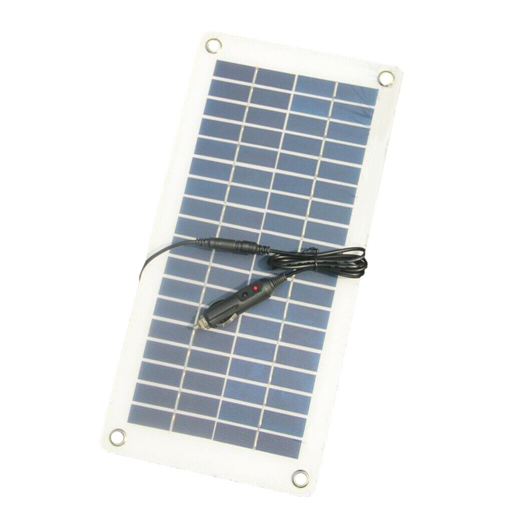 12V 8.5W Solar Panel For Boats Car Battery Alligator Clips & Lighter Cable