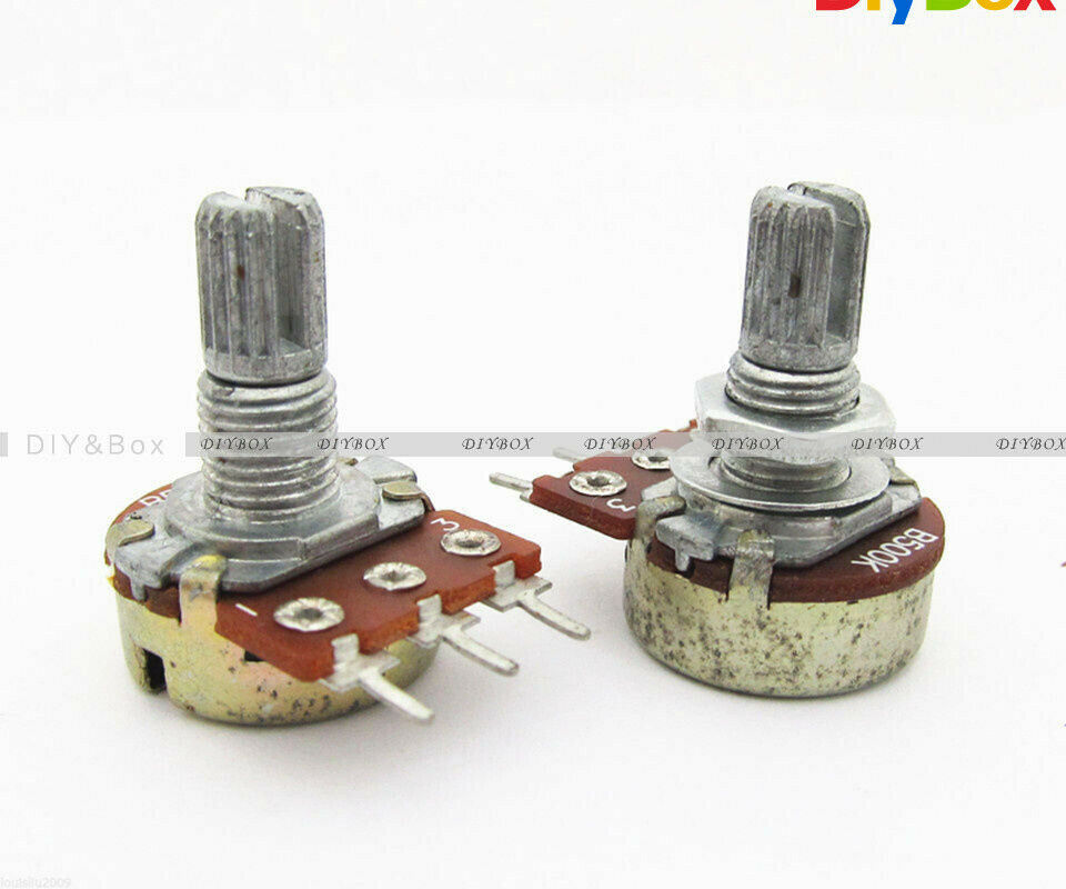 10PCS 500K Ohm B500K Knurled Shaft Linear Rotary Taper Potentiometer 15mm 3 Pins