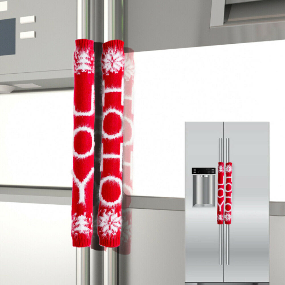 8x Christmas Knitted Double-sided Refrigerator Handle Gloves for Microwave Stove
