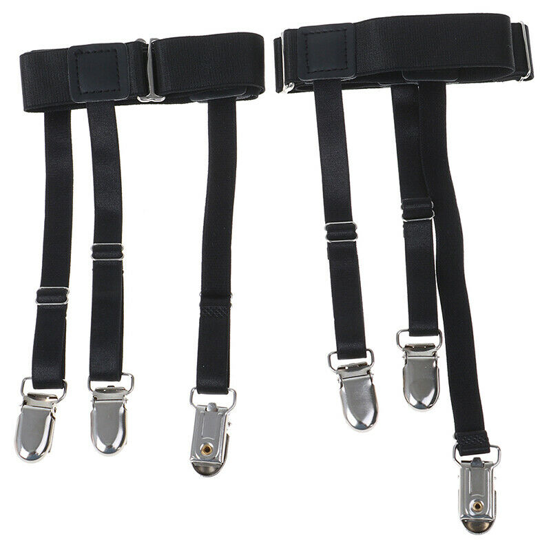 2 Pcs Men Shirt Stays Belt Non-slip Locking Clips  Keep Shirt Tucked Leg .l8
