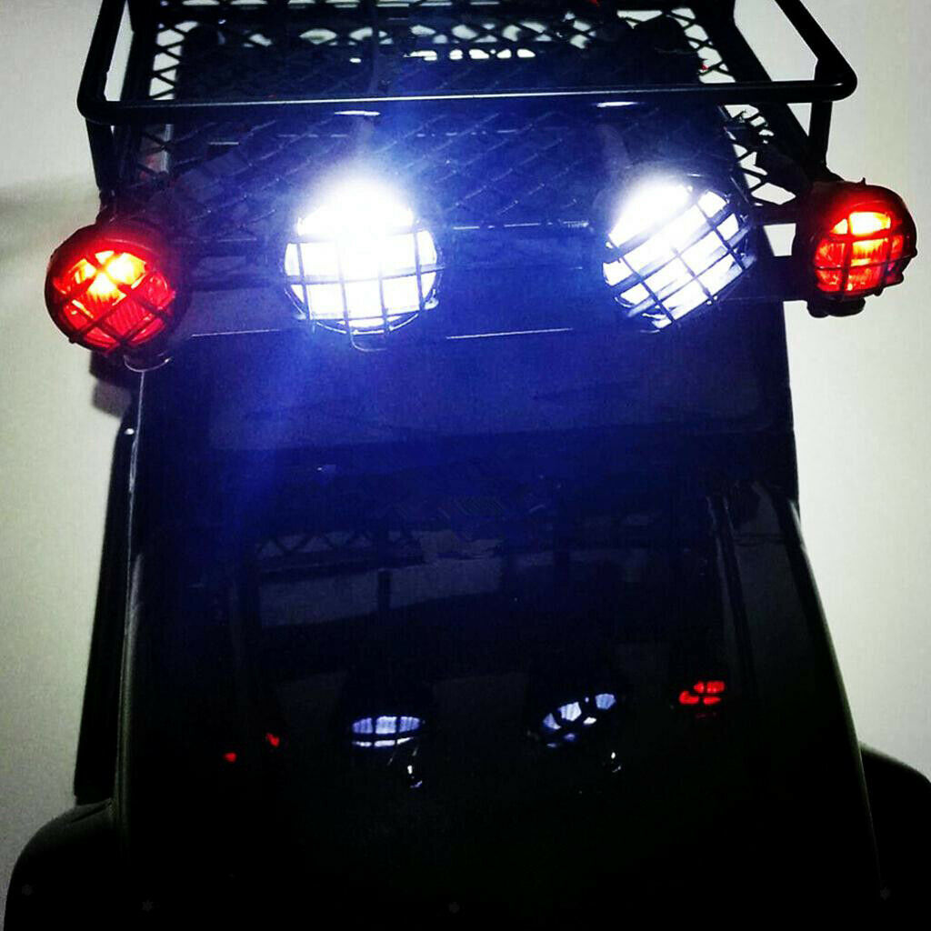 1/10 1/8 1/12 RC Car Metal Roof Rack Luggage Carrier W/ 4 LED Lights Accessories