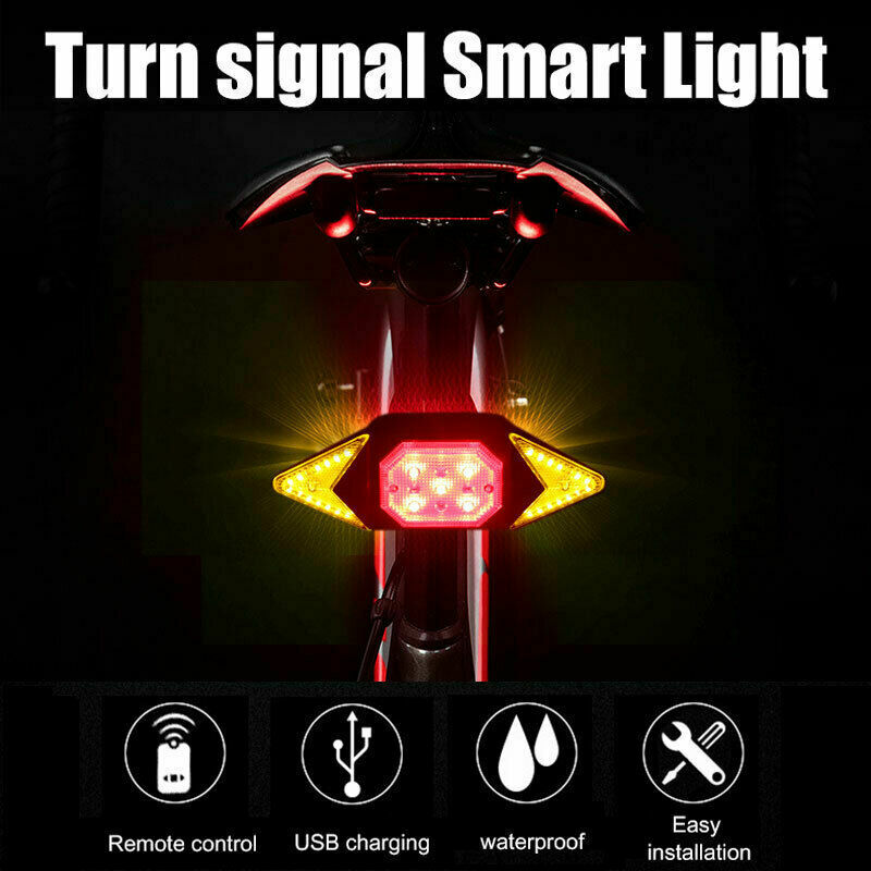 Bicycle Tail Light USB Smart Wireless Remote Control Turn Signal Warning Lamp
