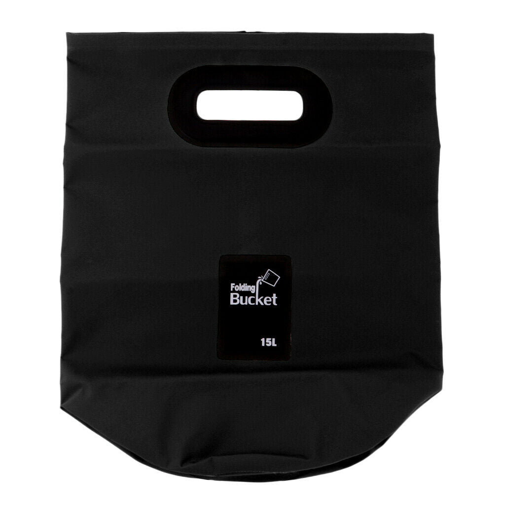 Camping Folding Storage Bucket Outdoor Barrel with Carry Handle Black