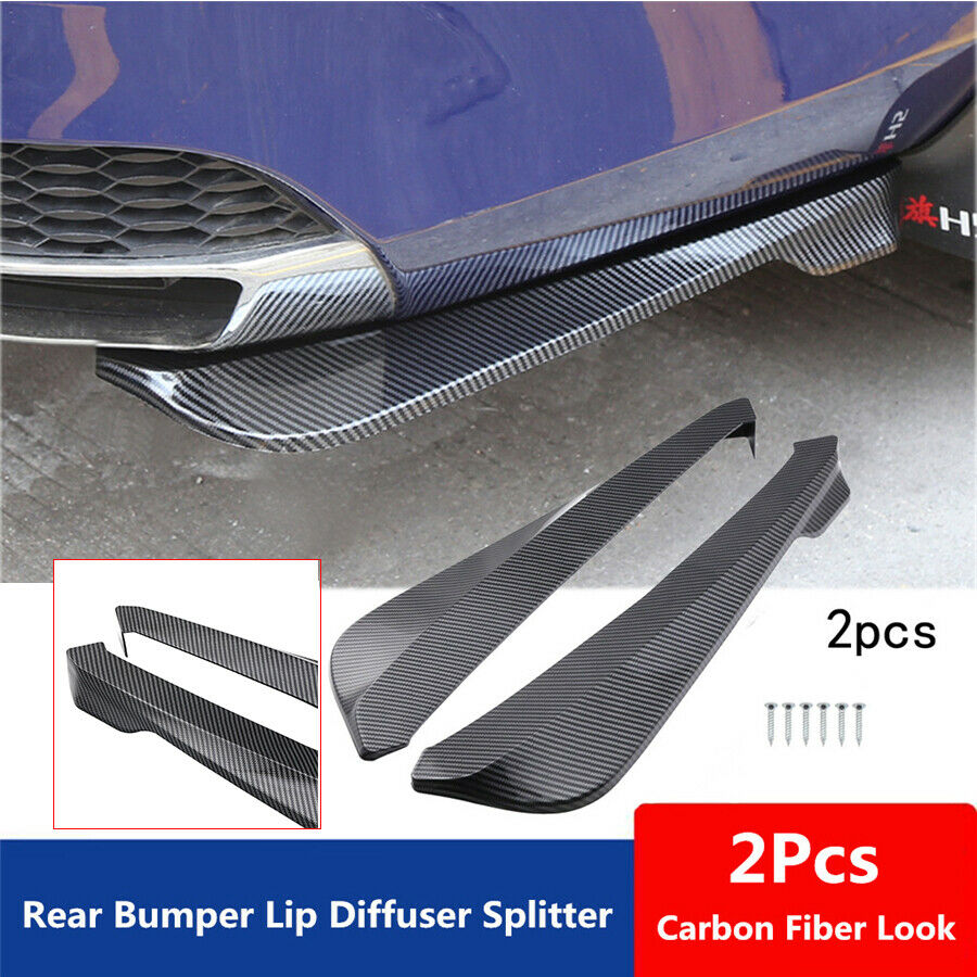 2x Carbon Fiber Look PP Car Rear Bumper Fin Canard Splitter Diffuser Spoiler Lip