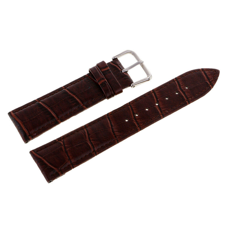Artificial Leather Watch Strap,Watch Band Wrist Replacement Pin 22 mm Coffee