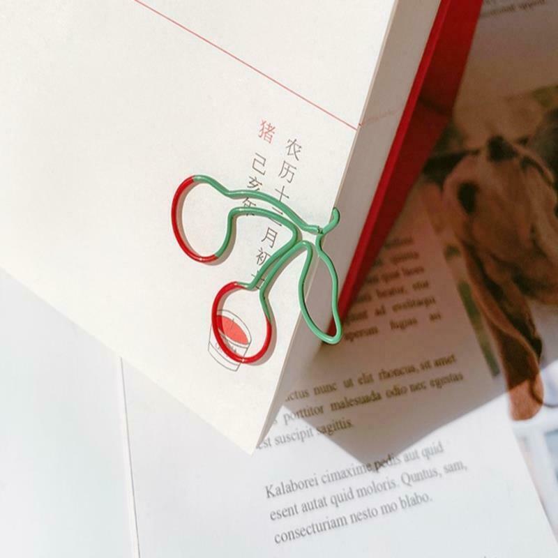 25pcs Cherry Metal Paper Clip Decorative Bookmark Clips Office StationeryA KX