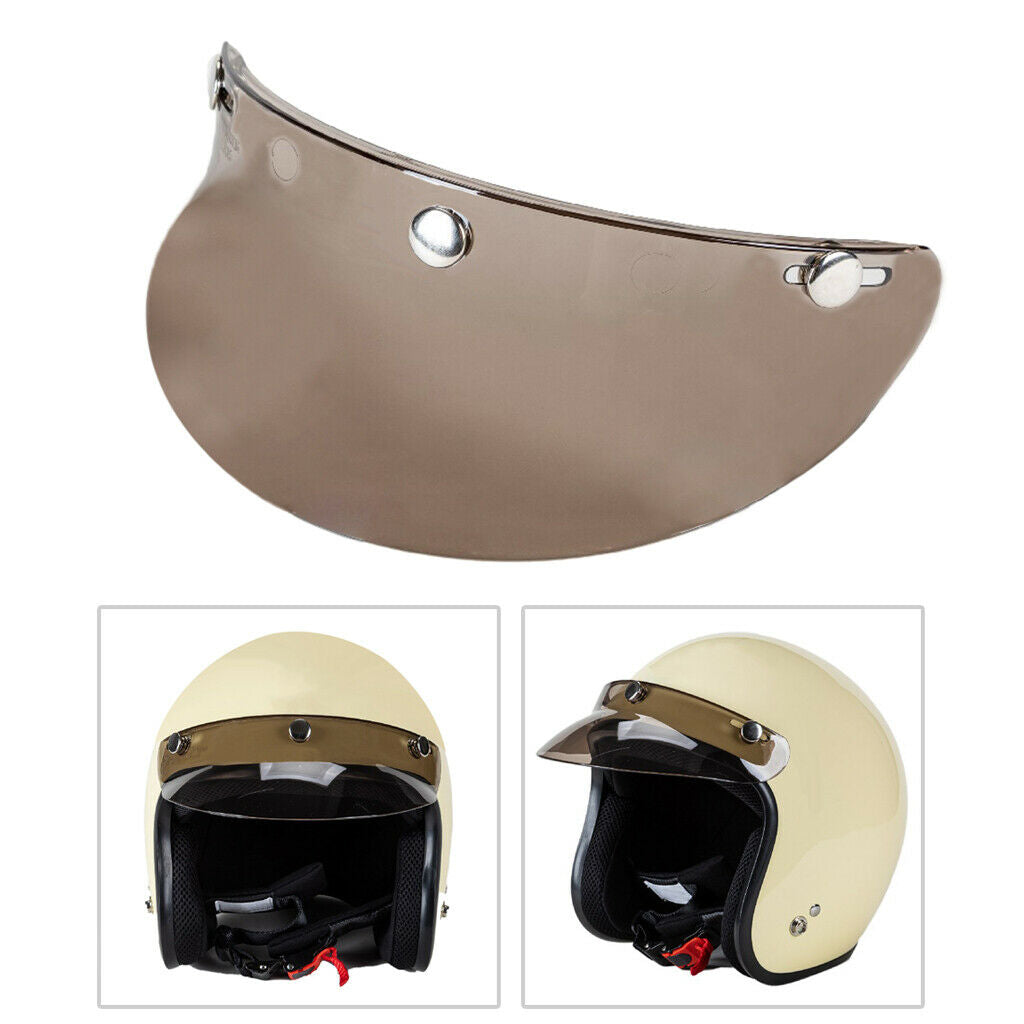 3Pcs 3-Snap Motorcycle Helmet Visor Peak UV Sunshield Open Face Sun Shade