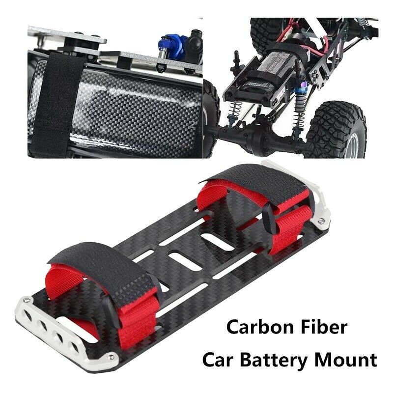 Black Carbon Fiber Battery Mounting Plate with Cable Ties, for 1/10 RC AXIAL ST7