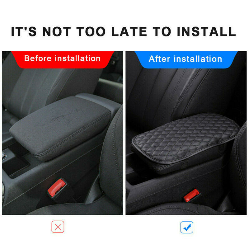 Car Leather Armrest Pad Cover Center Console Box Cushion Mat Protector Black