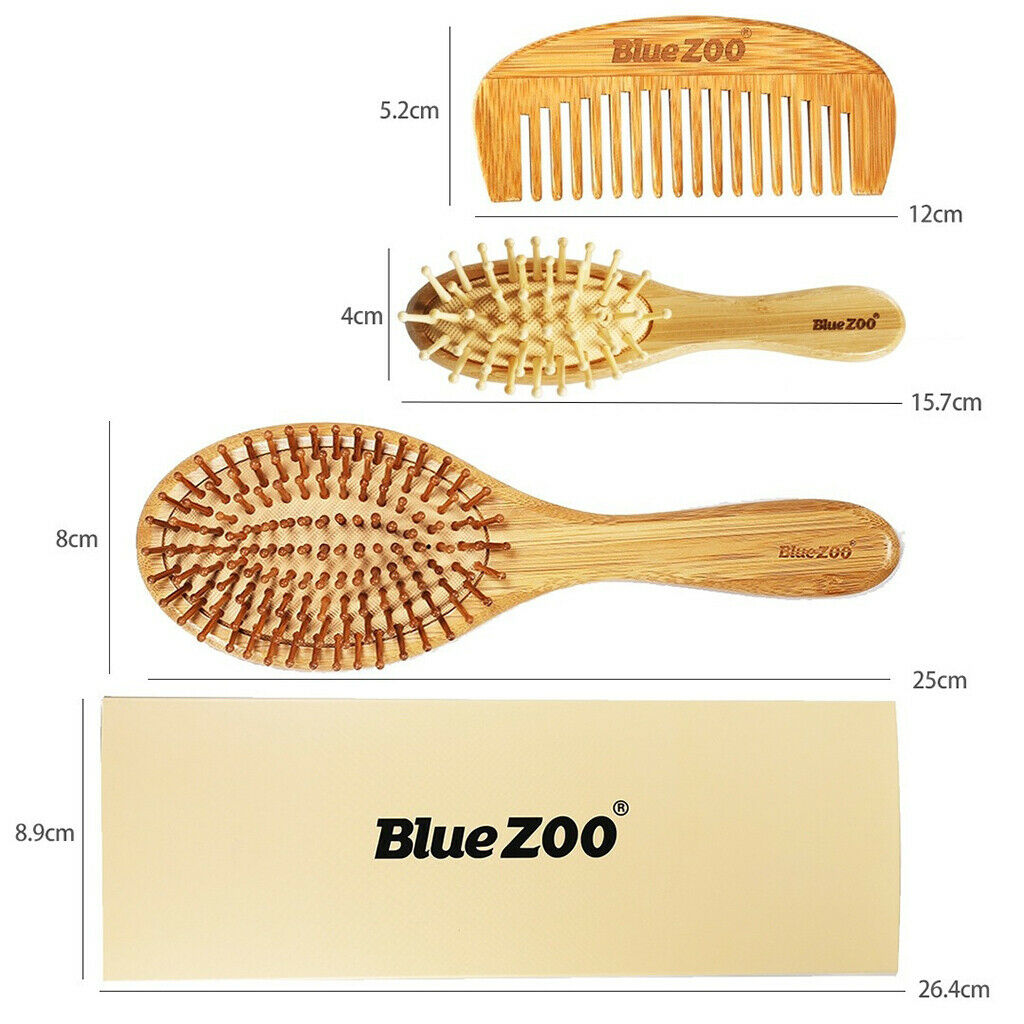 3 Style Natural Bamboo Wooden Hair Brush Air Cushion Comb Scalp Massage Comb Set