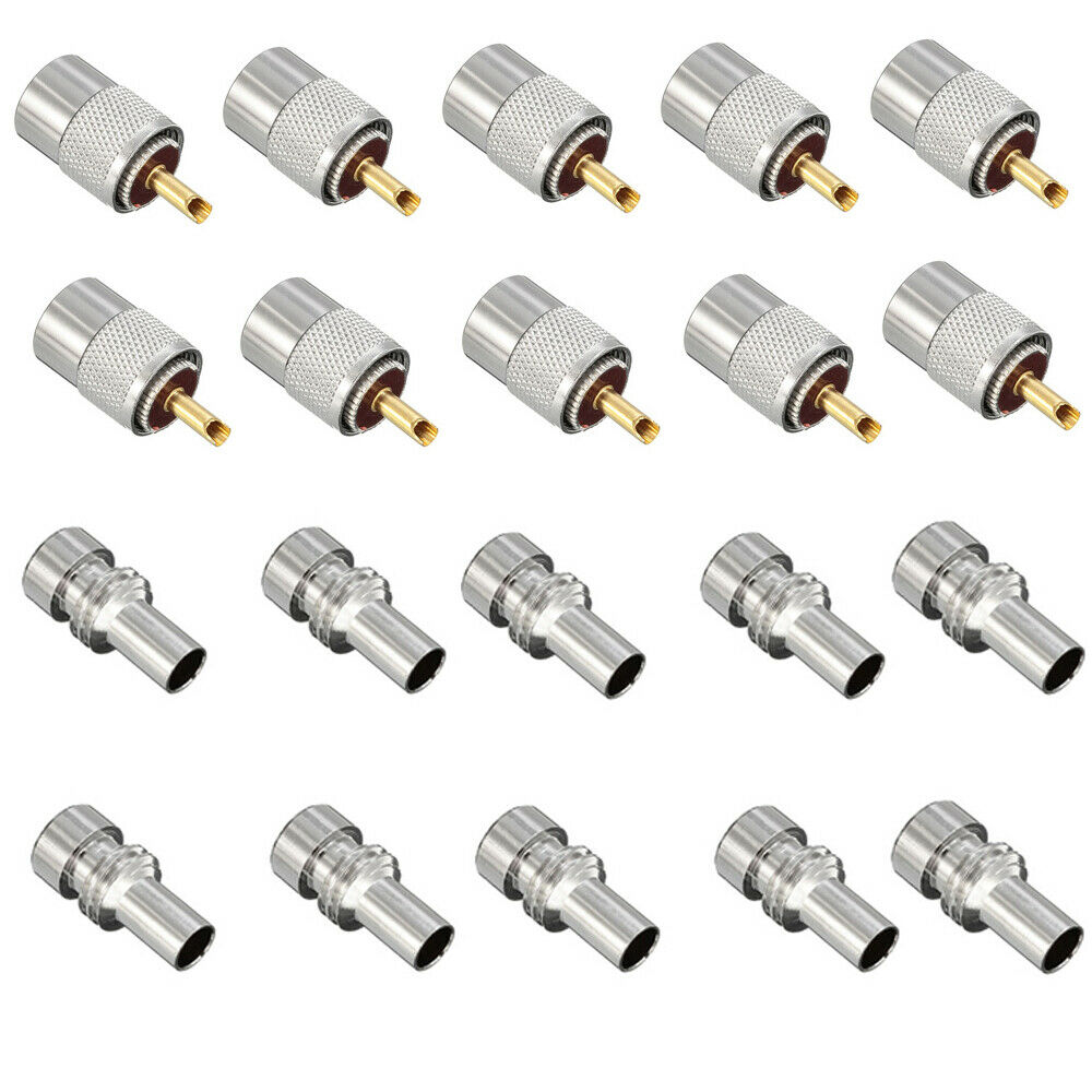10pcs PL259 Solder Connector Plug With Reducer for RG8X Coaxial Coax Cable Kit