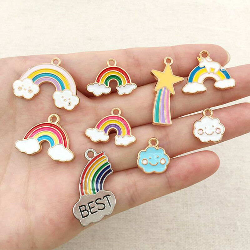40Pcs/Set Rainbow Clouds Mixed Enamel Charms Pendants DIY Jewelry Making CraBDA