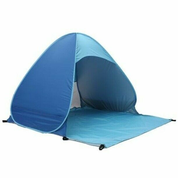 blue Beach Tent UV Protection Fully Sun Shade Quick Open Beach Awning