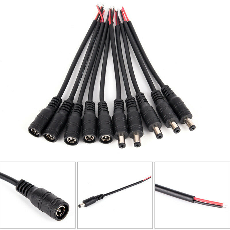 5pair Security 5.5x2.1mm Male+Female DC Power Socket Plug Connector Cable .l8