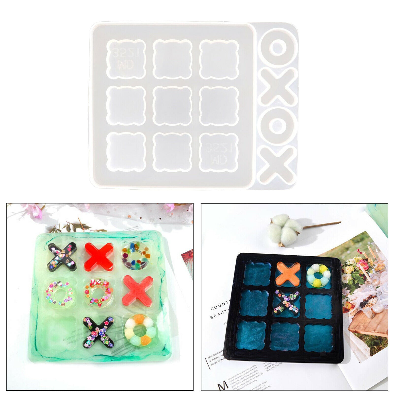 Tic-Tac-Toe Game Board Silicone Mold Crystal Mould 243x193x11mm Eco-Friendlys