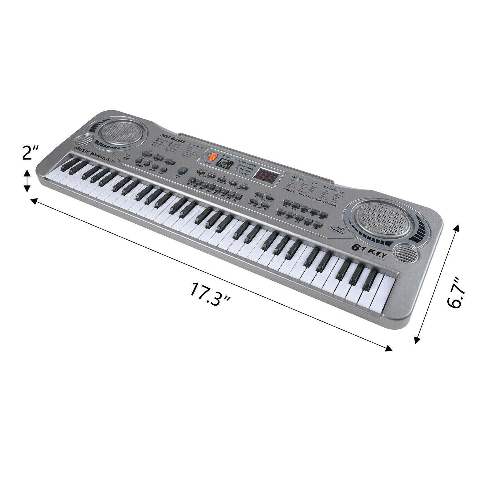 Portable Electronic 61 Keys Piano Keyboard Music Instrument for Adults Kids