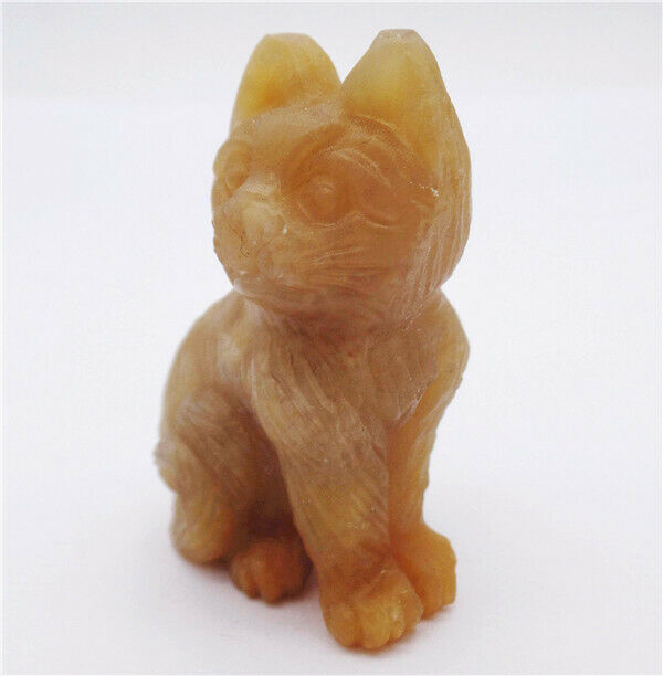 48x32x20mm Natural Yellow Aventurine Carved Cat Decoration Statue Decor HH7660