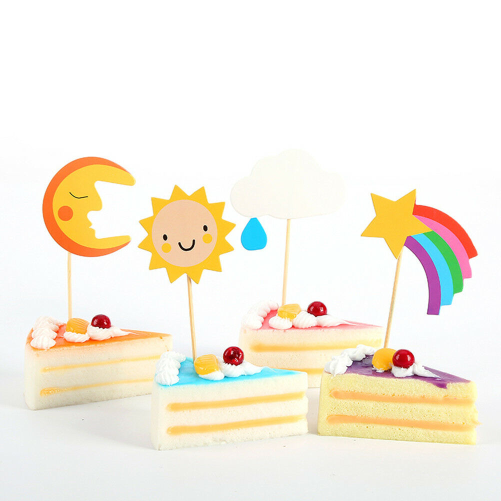 4pcs cupcake topper cloud moon sun star paper cake topper party decor.l8