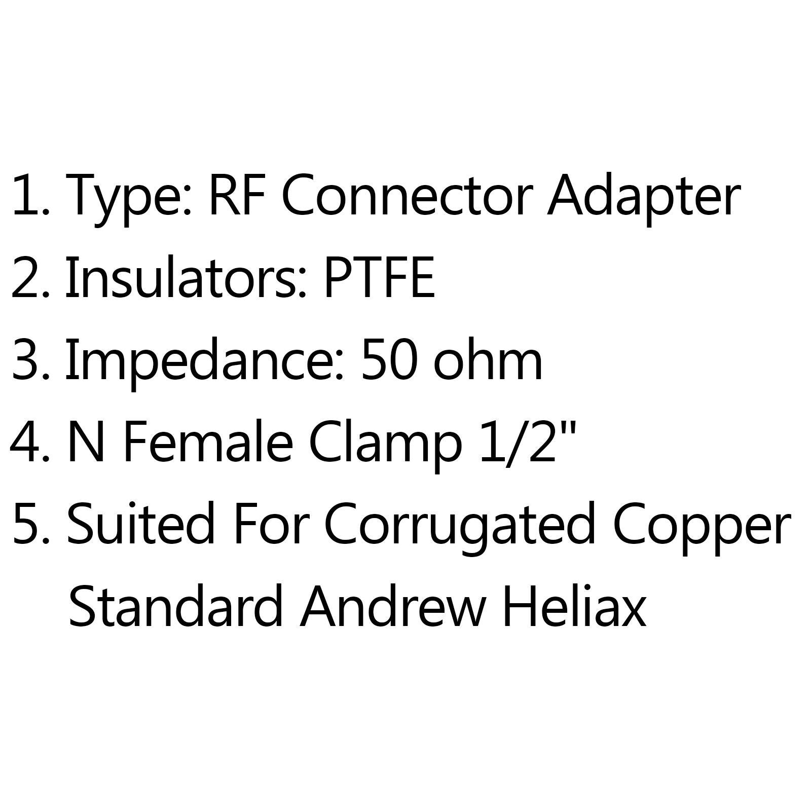 10X Connector N Female Clamp 1/2" For Corrugated Copper Standard Andrew Heliax P