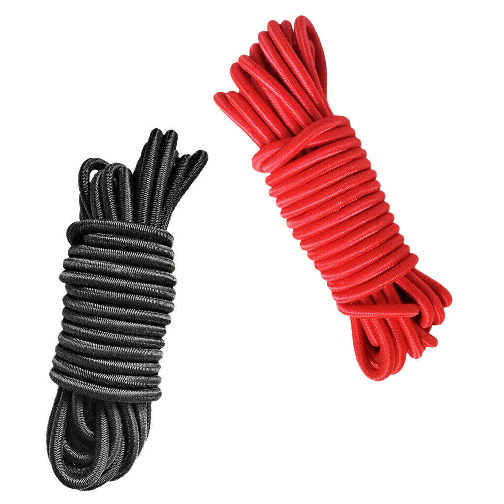 2x 4mm 5m Bungee Rope Kayak Boat Heavy Duty Shock Cord Tie Down Black & Red