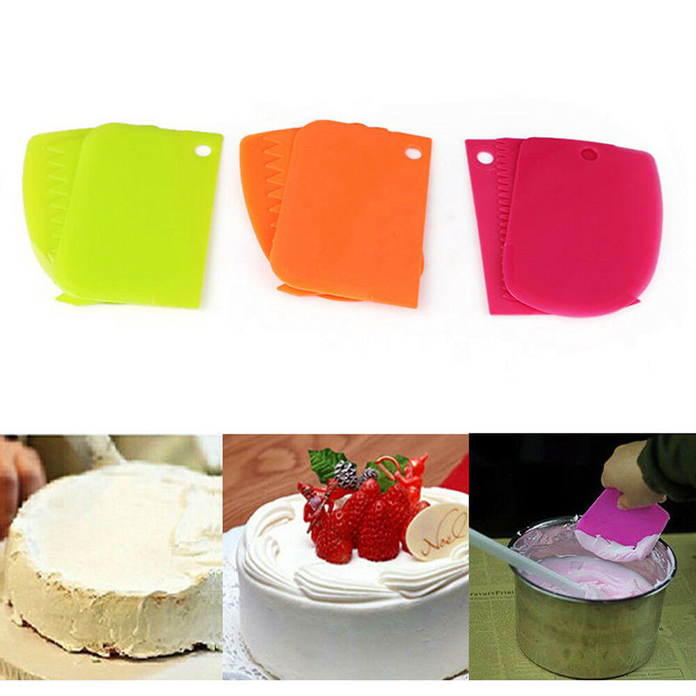 3PCS Plastic Dough Icing Fondant Scraper Cake Decorating Baking Pastry Tools