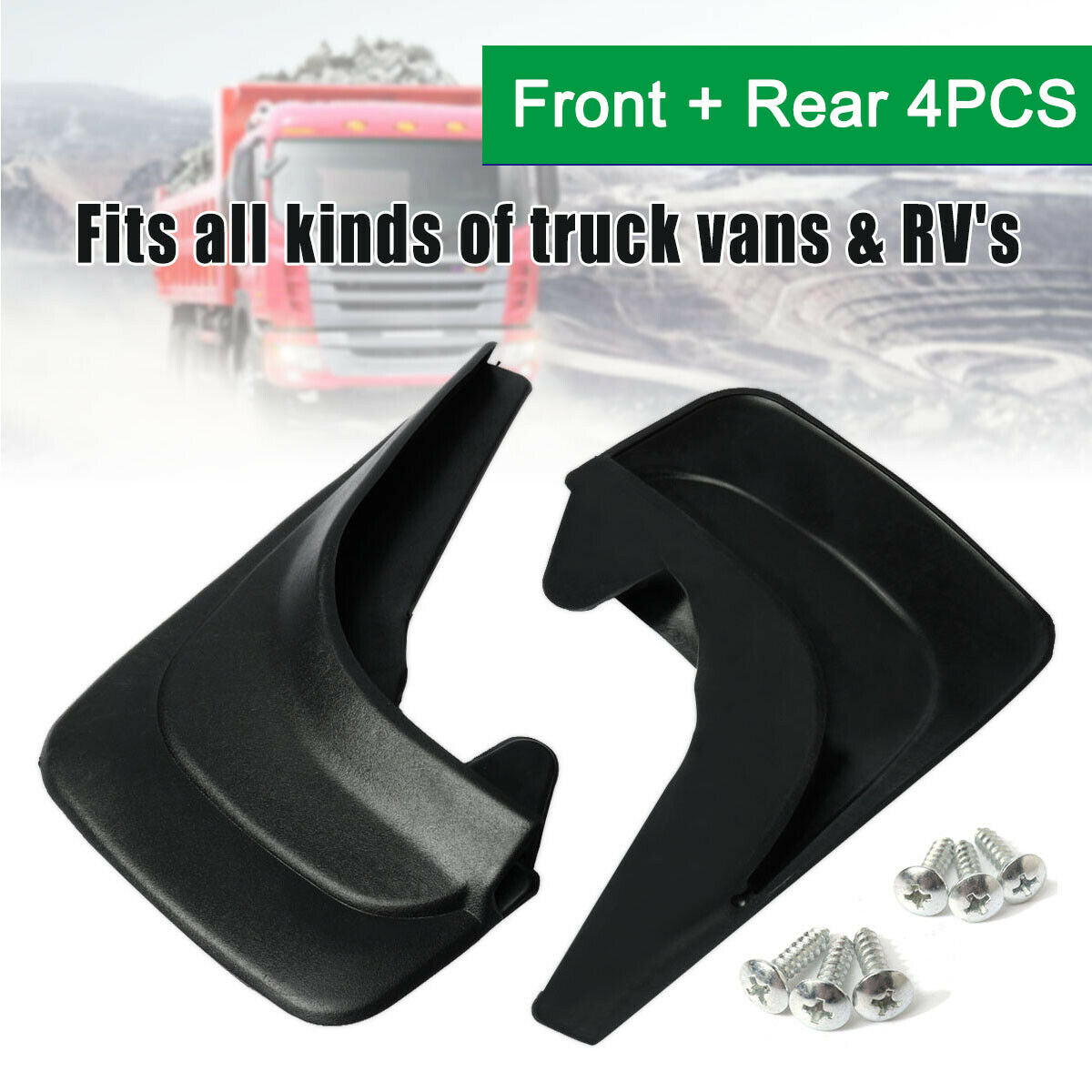4PC Pickup Trucks Trim Guards Black Soft Plastic Hardware Parts Kit Front + Rear