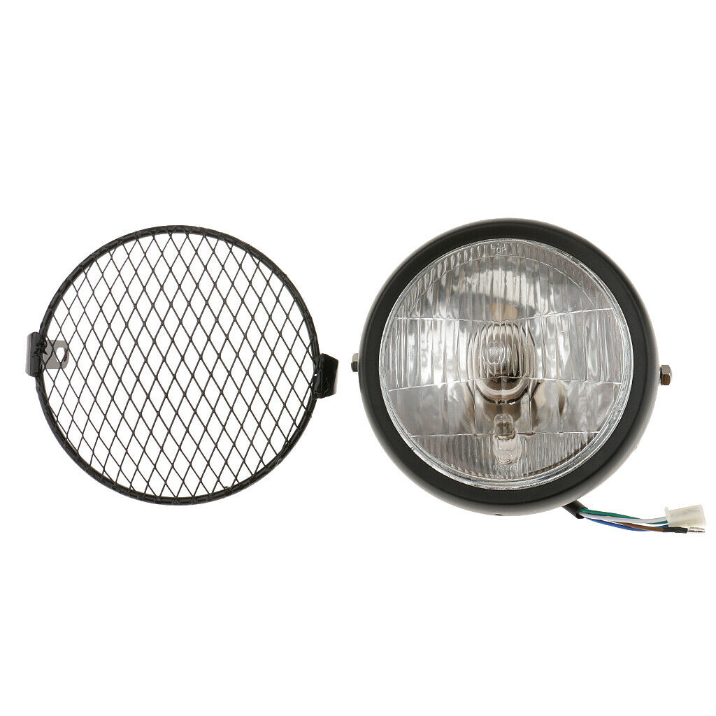 12V Black Universal Motorcycle 6.5"   Headlight High Low Beam with Cover