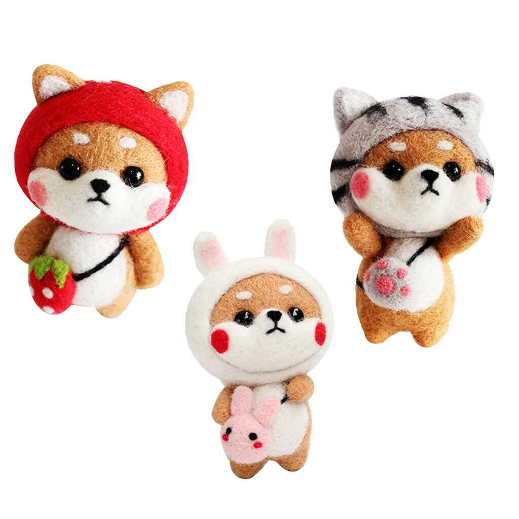 3 Sets Dog  Felting Handle With 7 Needles Wool Embroidery Craft Kit