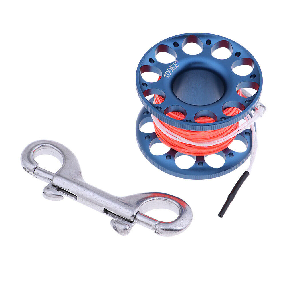 Scuba Diving Finger Spool Cave Wreck Reel with 15m Line Bolt Snap Blue
