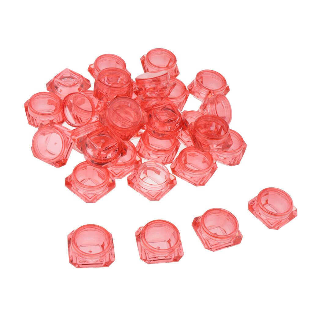 30X Cosmetic Sample Empty Containers Round Pots for Eye Shadow Powder Red