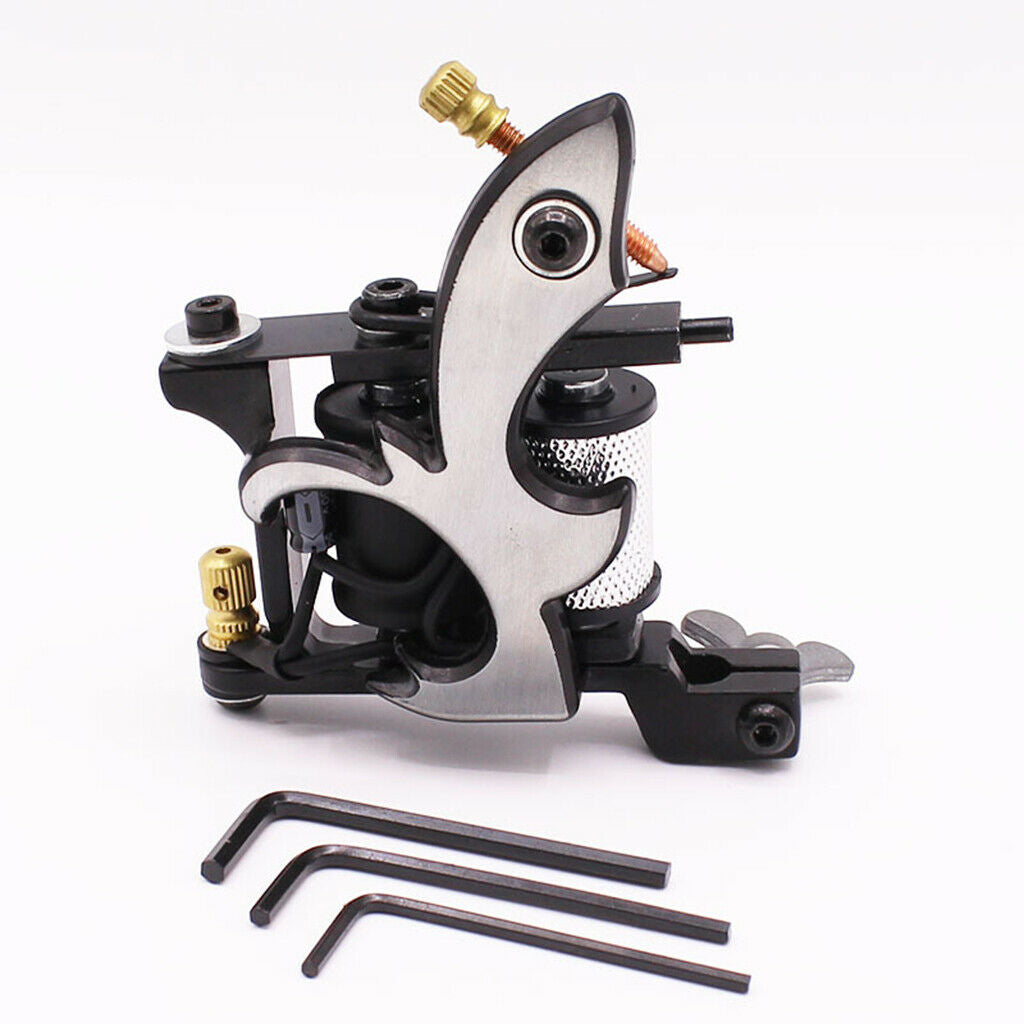 Black Alloy Tattoo Motor Shader Liner 10 Wraps Coil Machine and 3 Regulators