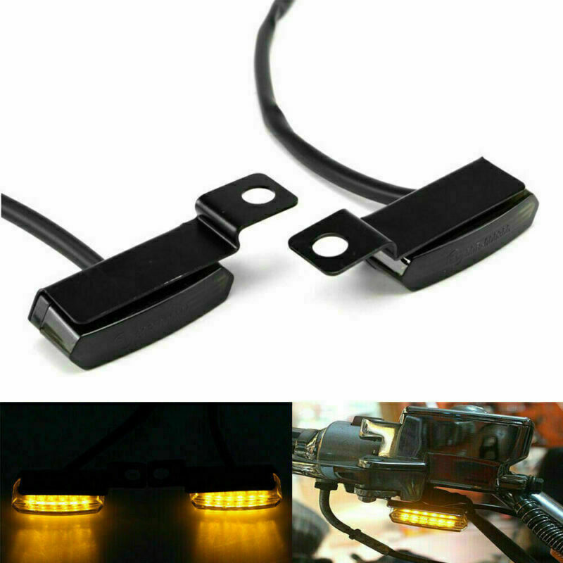 2x Mini LED Motorcycle Turn Signal Indicator Flasher Amber Blinker Light Lamp