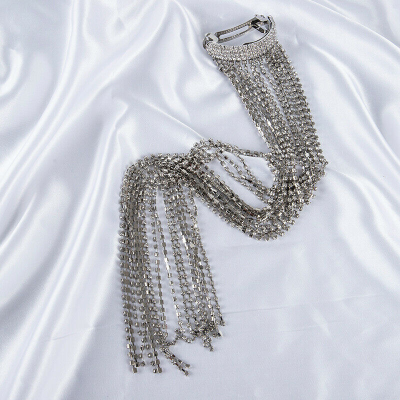 Shine Full Rhinestone Hairpins for Women Long Tassel Crystal Hair AccessorieFCA
