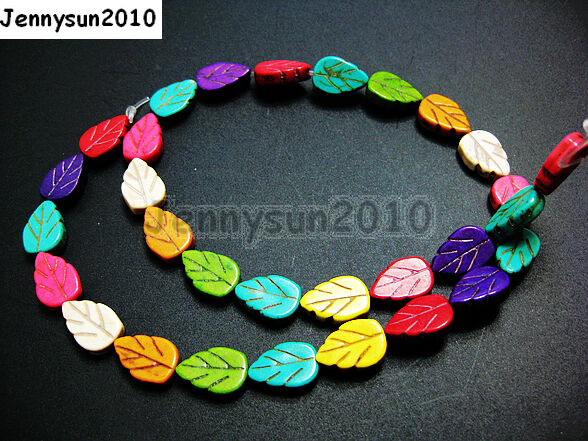 Mix Color Howlite Turquoise 9mm x 13mm Lovely Leaf Spacer Beads 15.5'' Strand