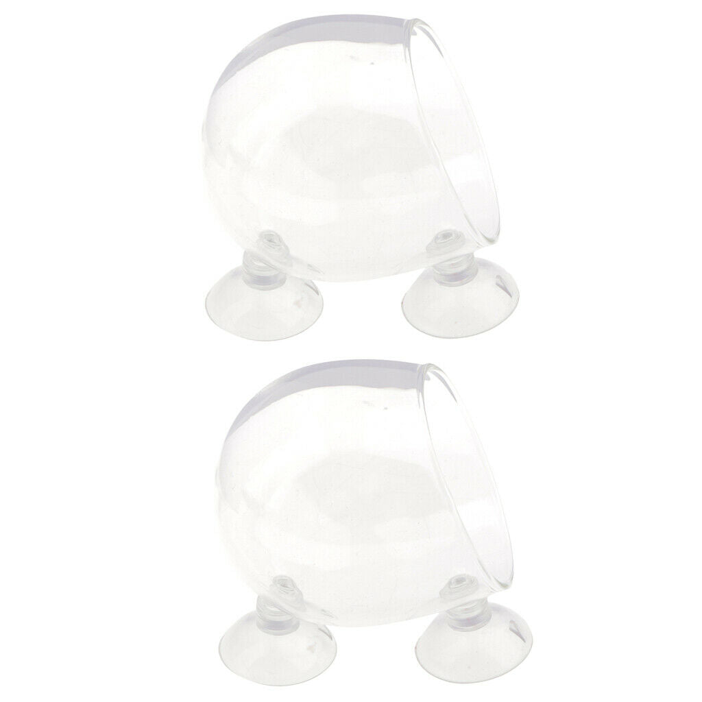 2x   Tank Decoration Aquatic Plant Crystal Glass Planter Wall Suction Cup