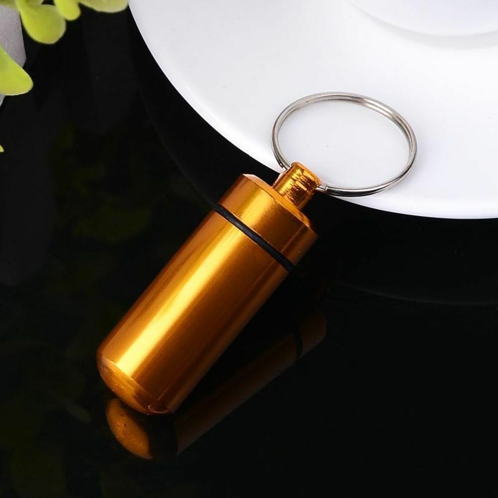 5X Reisen Aluminium Pillendose Kleine Pill Box Schlüsselanhänger Medizin Case