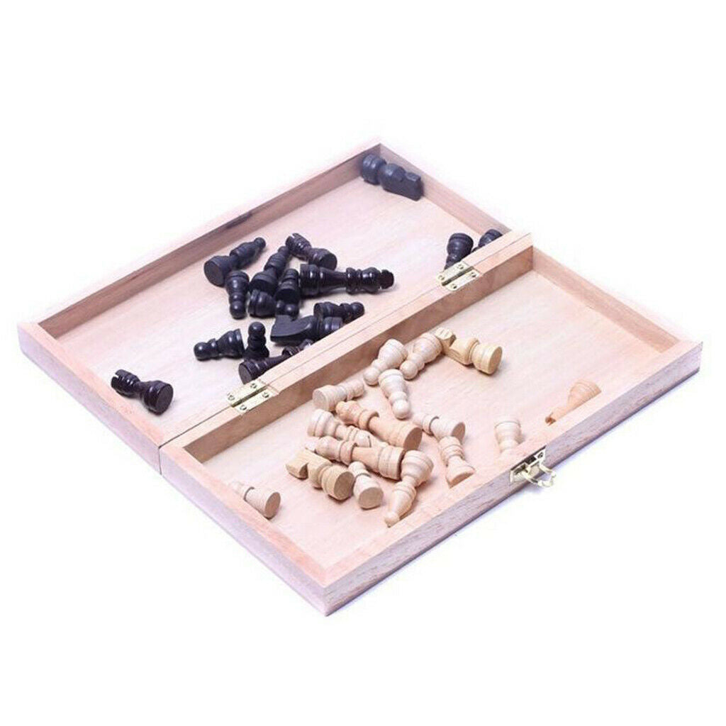 14'' International Wooden Chess Set Folding Board Travel Chess Board Game Set