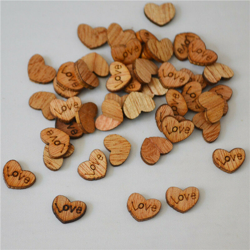 50pcs Love Rustic Love Heart Wooden Pieces Cutout Craft Wedding Decor