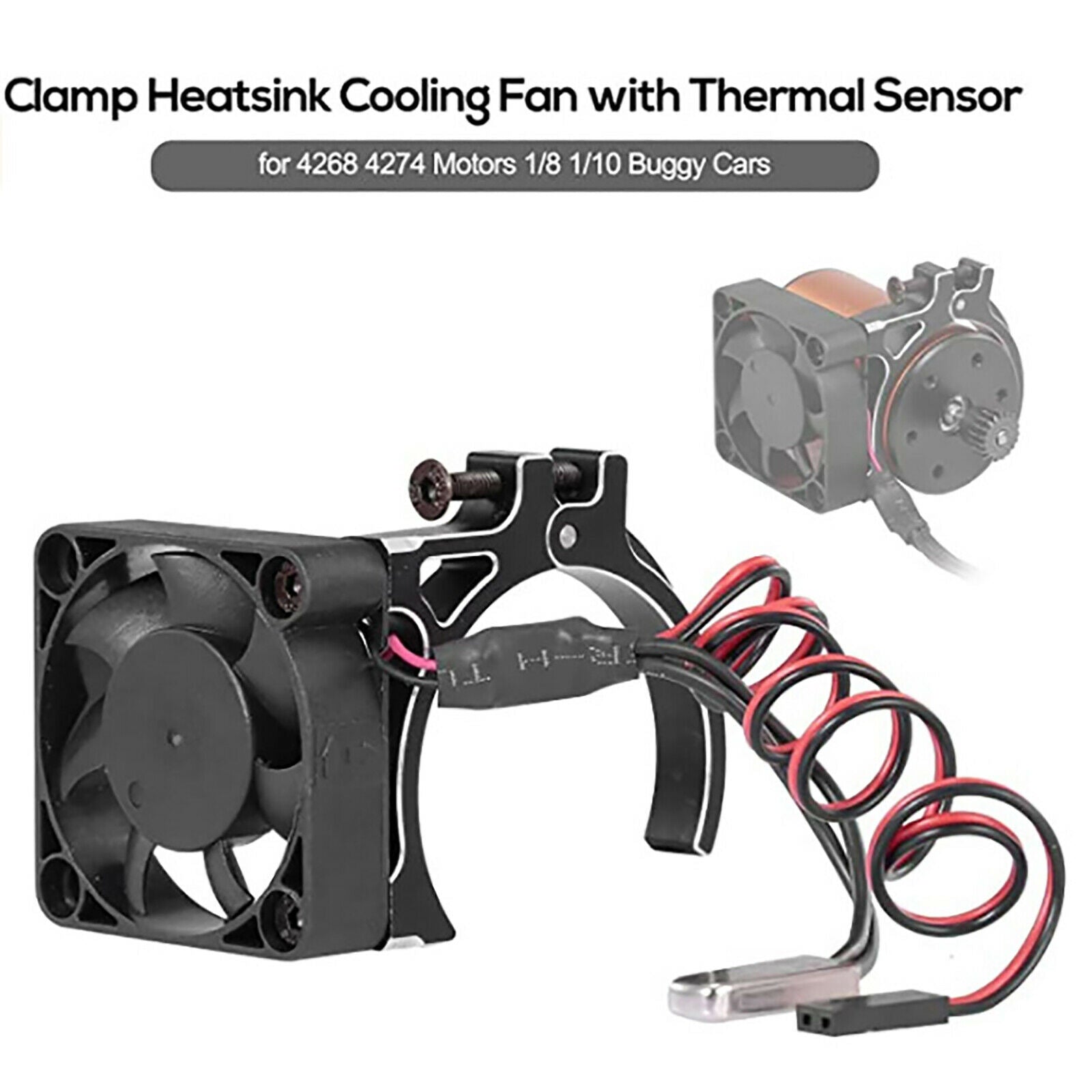 For TRX-4 SCX10 E-REVO UDR Climbing Car Heatsink Cooling Fan with Thermal Sensor