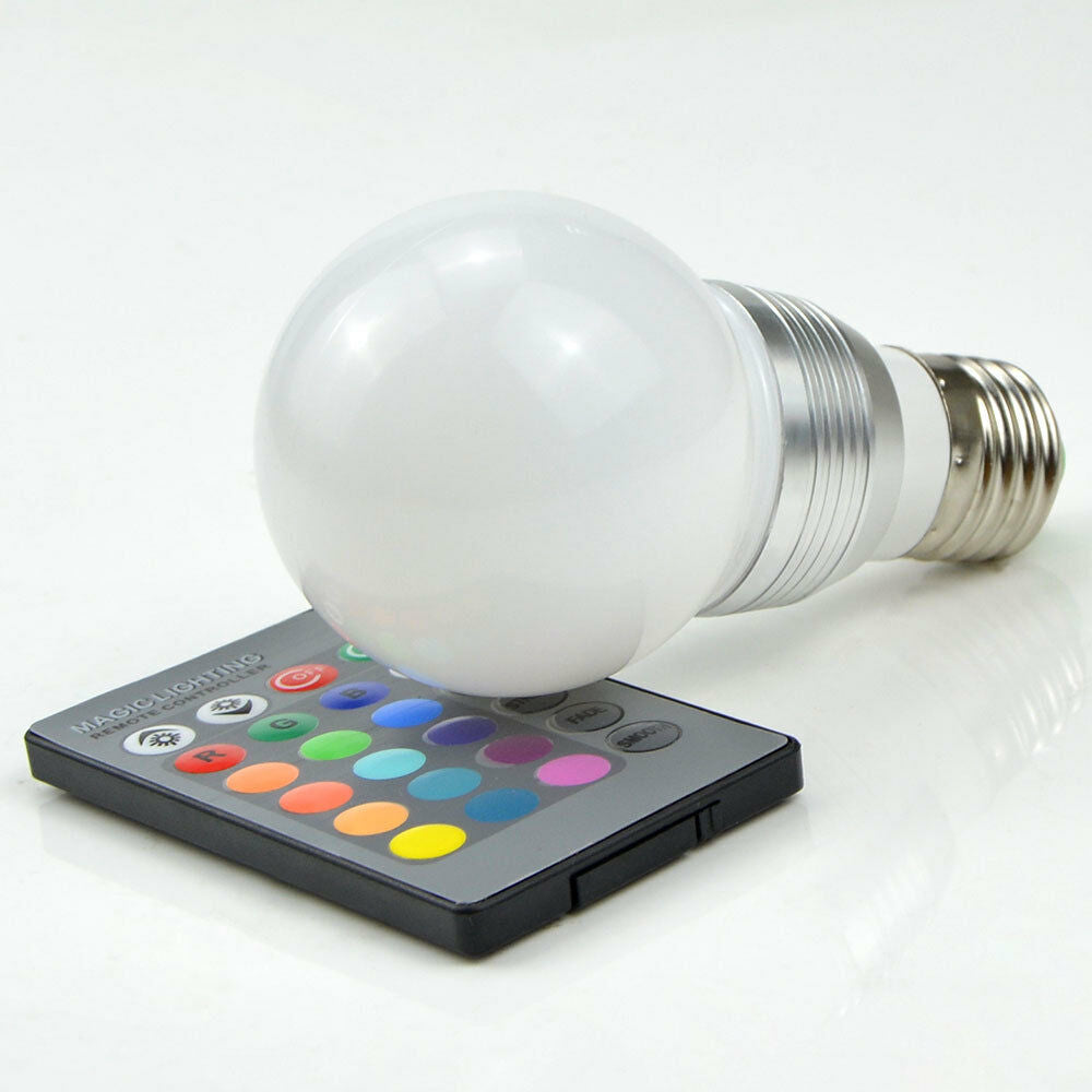 E27 RGB LED Light Bulb 5W Color Changing Energy Saving Lamp + Remote Control