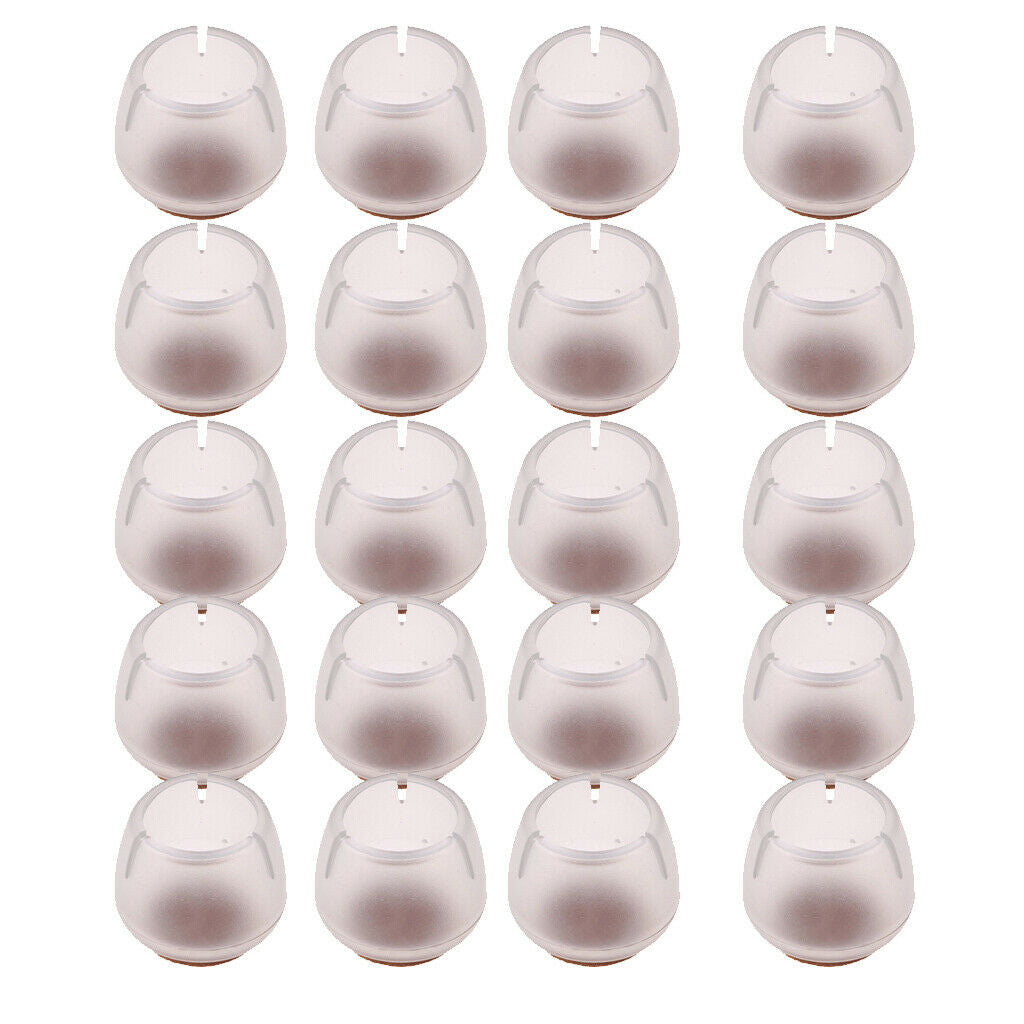 20 Pieces Clear Chair Leg Floor Protectors Furniture Pads Round Leg 17-21mm
