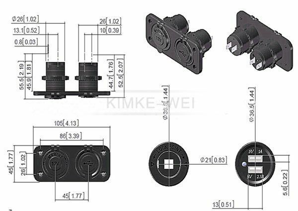 Car Auto Dual USB Adapter Cigarette Lighter Charger Socket 12V Waterproof