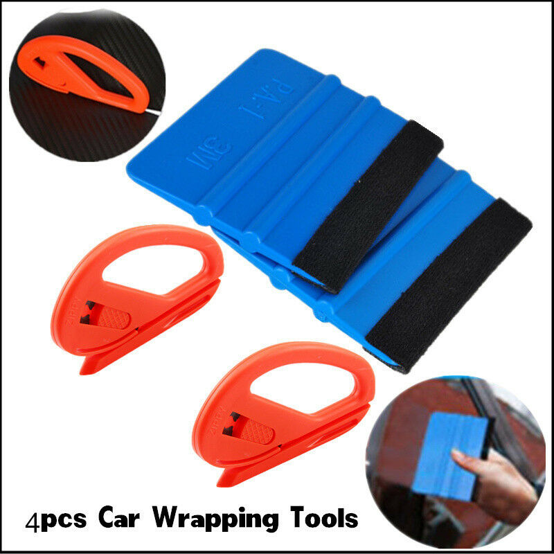 4 pcs Universal Safety Vinyl Cutter & Edge Squeegee Car Wrapping Tools