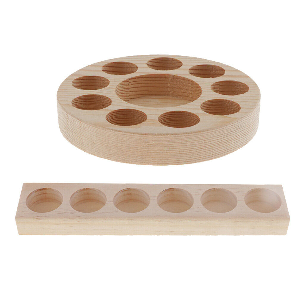 2x Natural Pine Wood Storage Rack Essential Oil Holder Tray Shelf Container